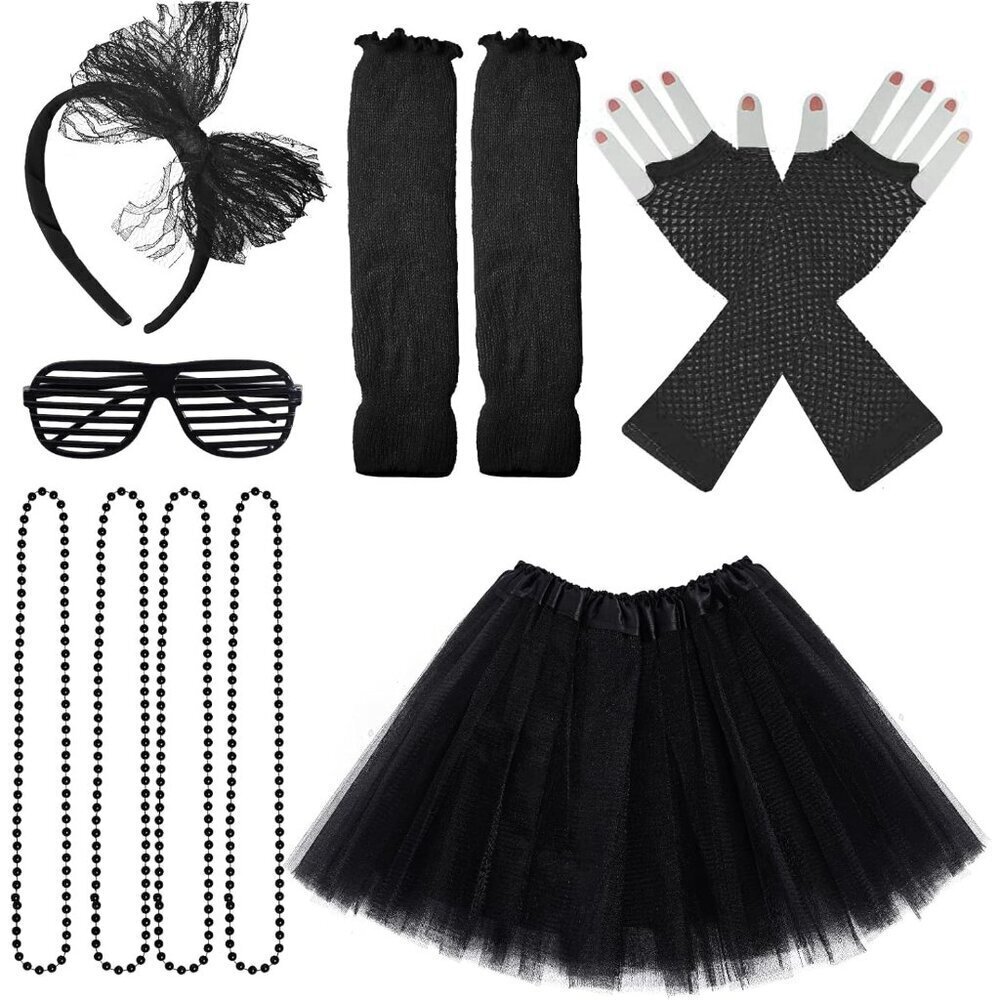 1980s Costume Outfit Accessories for Girls Kids Tutu Skirt Leg Warmers Gloves Ne